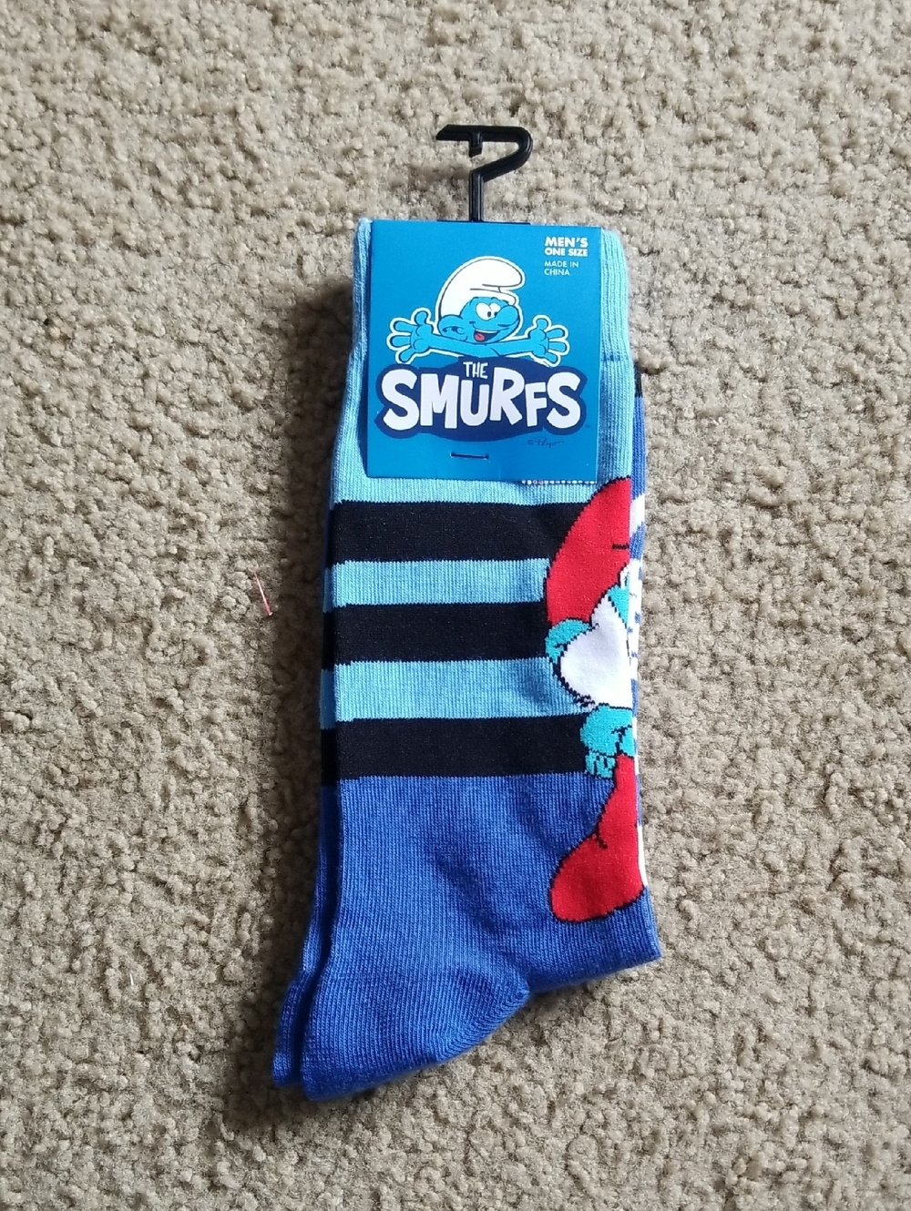 The Smurfs Men's Blue Striped Casual Socks